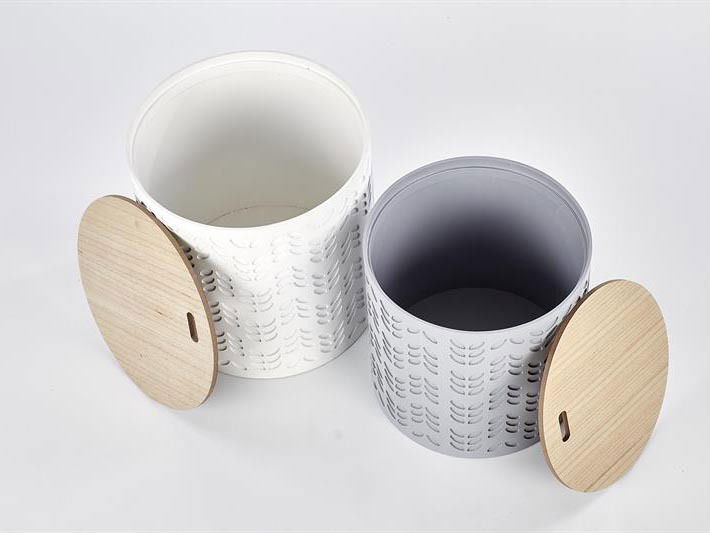 Set 2 buc. masă de cafea Alva (Alb + Gri + Lemn natural)