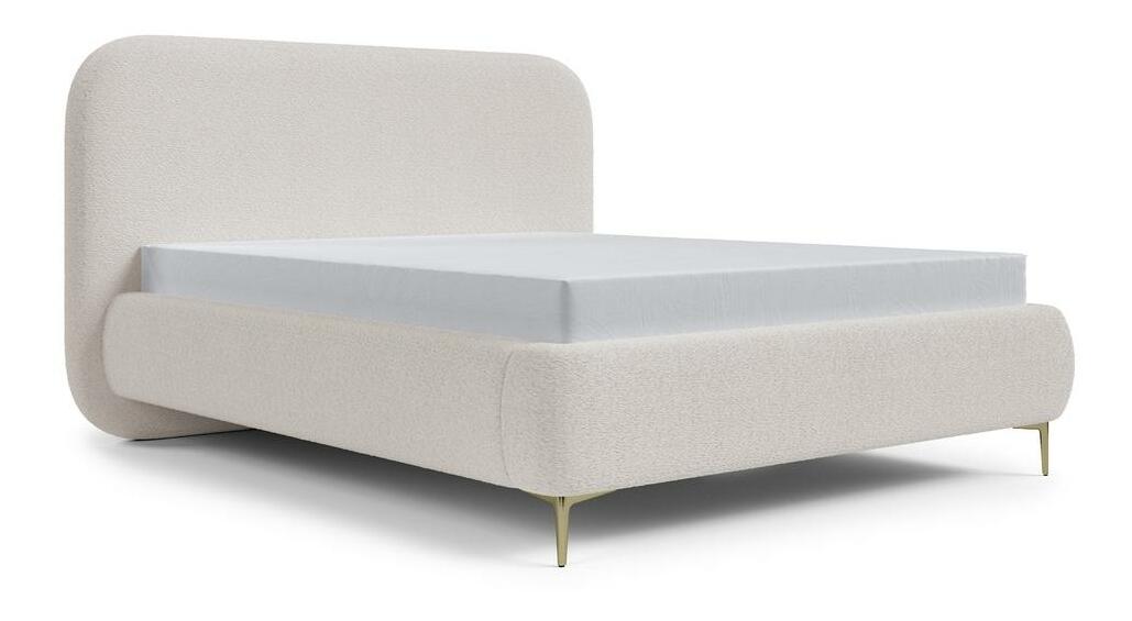 Manželská posteľ 140 cm Mononoke 140 (s roštom) (béžová + zlatá)