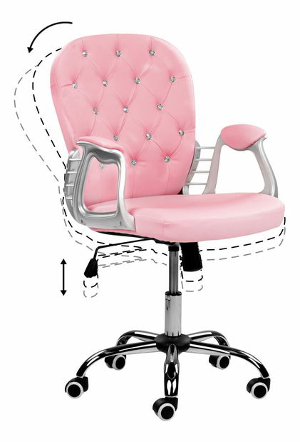 Kancelárska stolička Princie (ružová ekokoža)