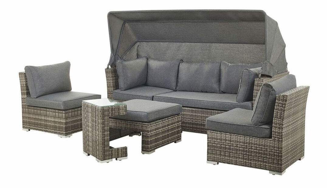 Záhradný set CAROE (tmavohnedá + sivá) (pre 6 osôb)