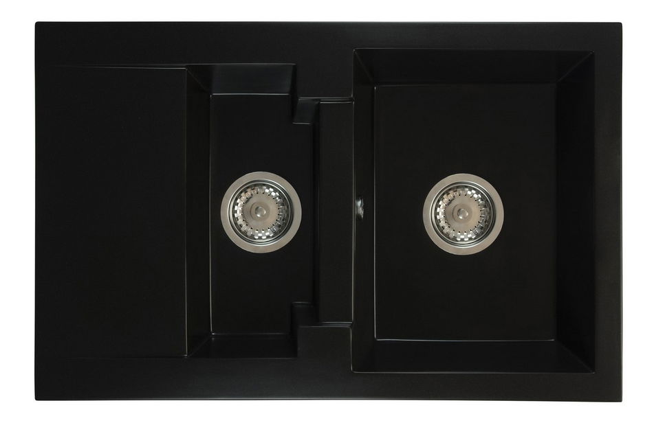 Kuchynský drez Dortuna (čierna) (s 2 otvormi pre batériu) (L)