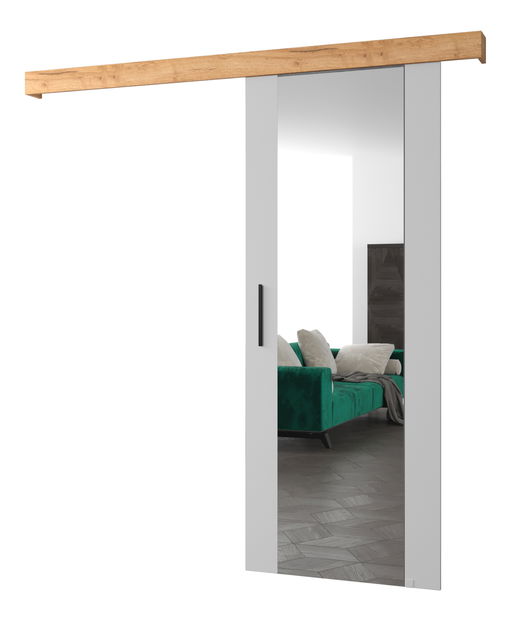 Uși culisante 90 cm Sharlene II (alb mat + craft auriu + negru) (cu oglindă)