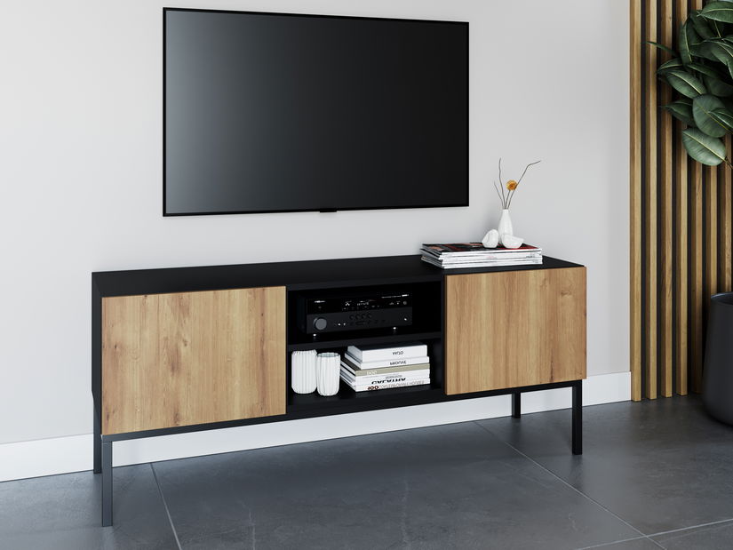 TV stolík Loyd (čierna matná + dub artisan)