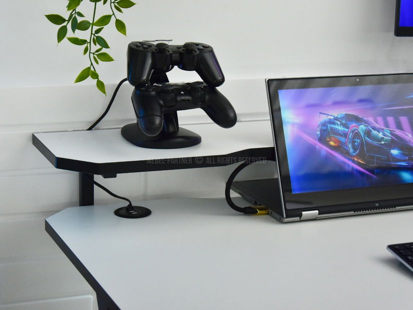 PC asztal Rolls (fehér + fekete)