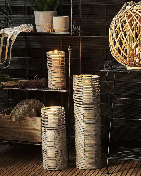 Set 3 svietnikov Royse (svetlé drevo)