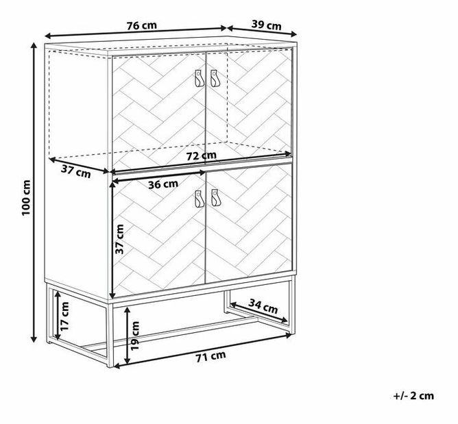 Skrinka NAVVEA (štvordverová) (tmavé drevo + biela)