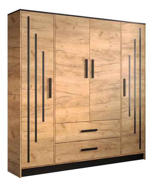 Dulap de haine 201 cm Marine 5 (Stejar craft auriu + negru)