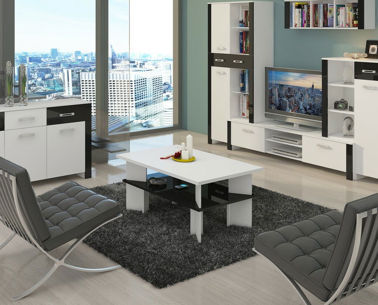 Stolić za kavu Velvet 2 (bijela + sjaj crni) 