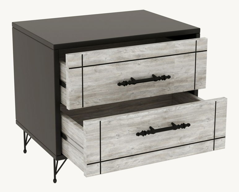 Nočný stolík Natasha (Sivá + Čierna)
