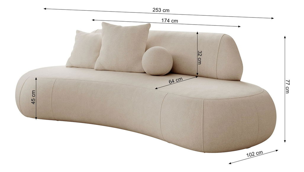 Pohovka trojsedačka Bally (krémová + čierna) *výpredaj