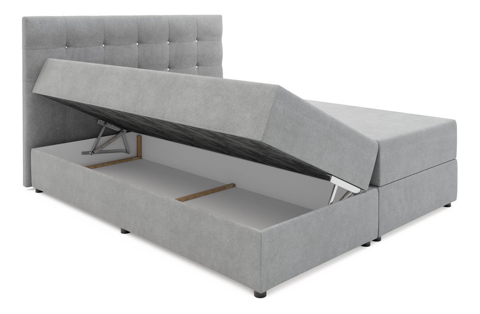 Pat matrimonial Boxspring 140 cm Karen Comfort (maro închis) (cu saltea și sp. depozitare)