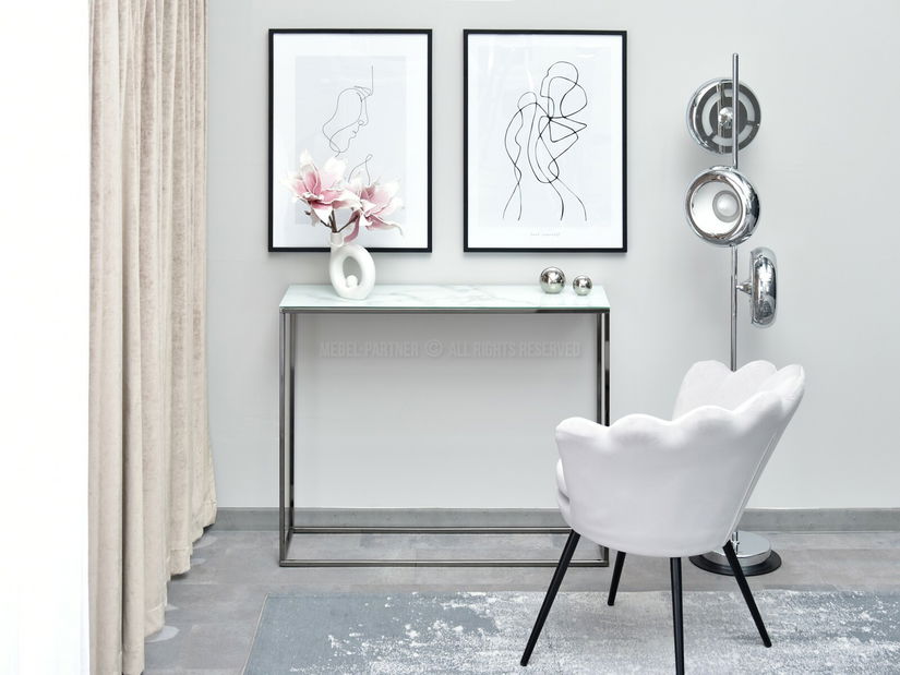 Măsuță consolă Bella Kons (marmură albă + negru)