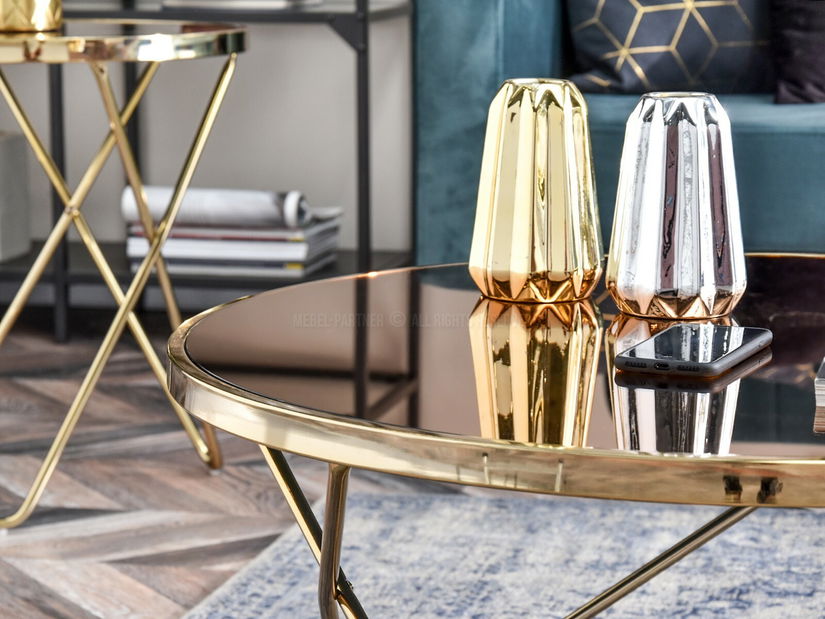 Konferenčný stolík Armin Xl (zlatá + hnedá)