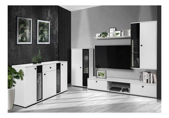 Mobilier living Saul (Alb + Alb) (fără iluminat)