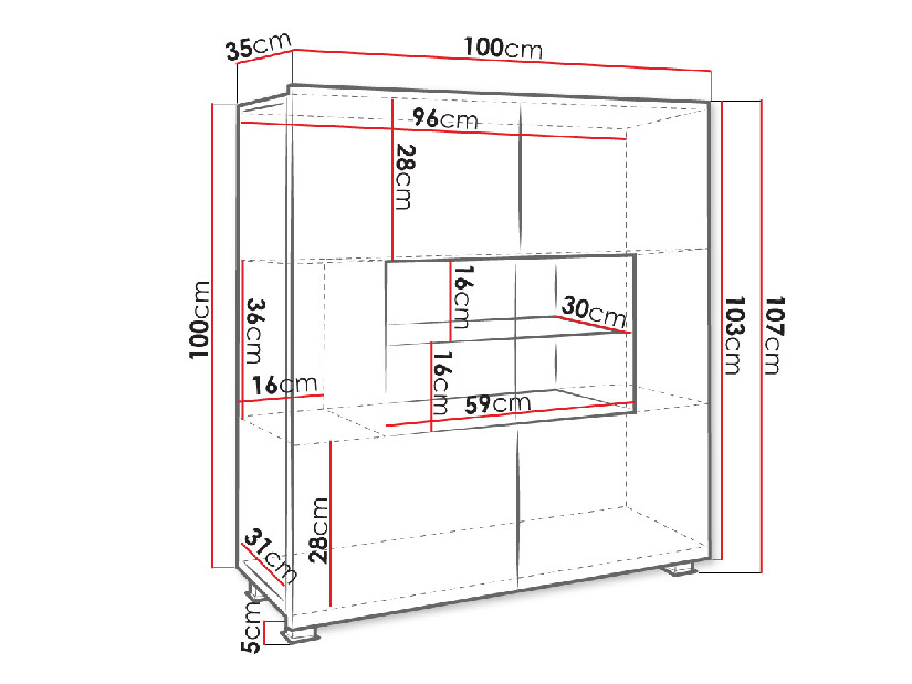 Vitrina Brenali BR01 (crna + crni sjaj) (bijela led rasvjeta)