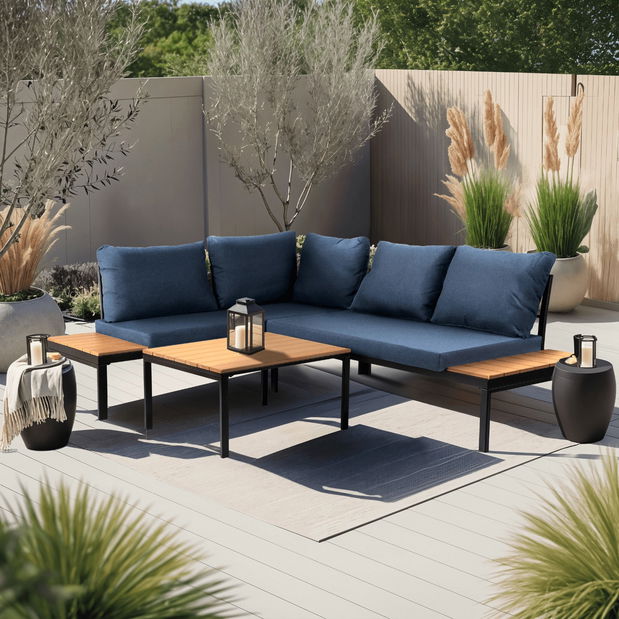 Kerti szett Necasario (sötétkék + fekete) (4 fő részére)