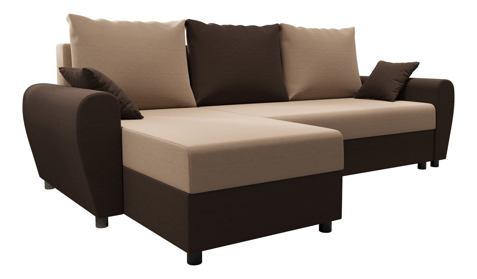 Rohová sedacia súprava Fleur L (tmavohnedá + béžová) (L)