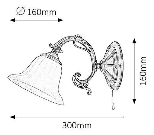 Nástenné svietidlo Orchidea 8551 (bronzová + ryžové kamenné sklo)