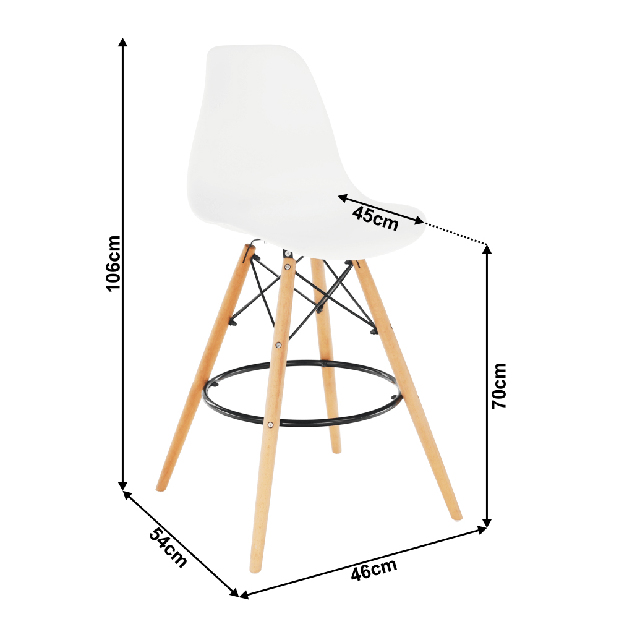 Set 2ks barových stoličiek Caribik (biela + buk) *výpredaj