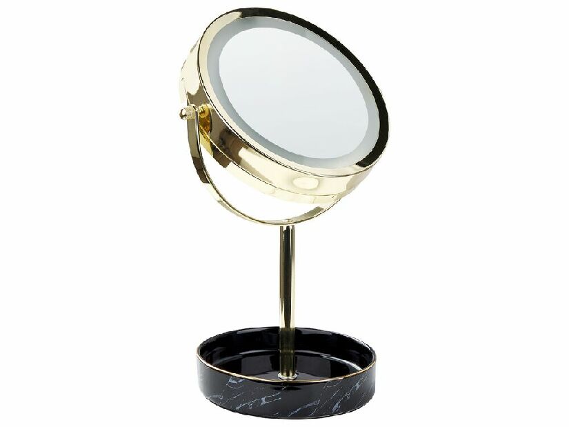 Oglindă cosmetică Shevaun (Auriu + Negru) (cu iluminat LED)