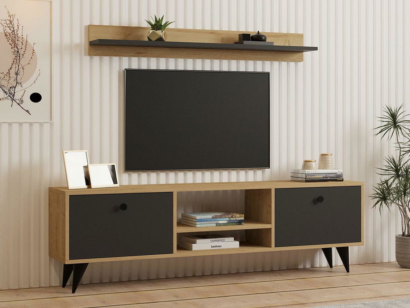 Mobilier living Nateda (stejar zafir + antracit) 