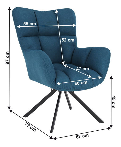 Dizajnerska fotelja Komand (petrolej)