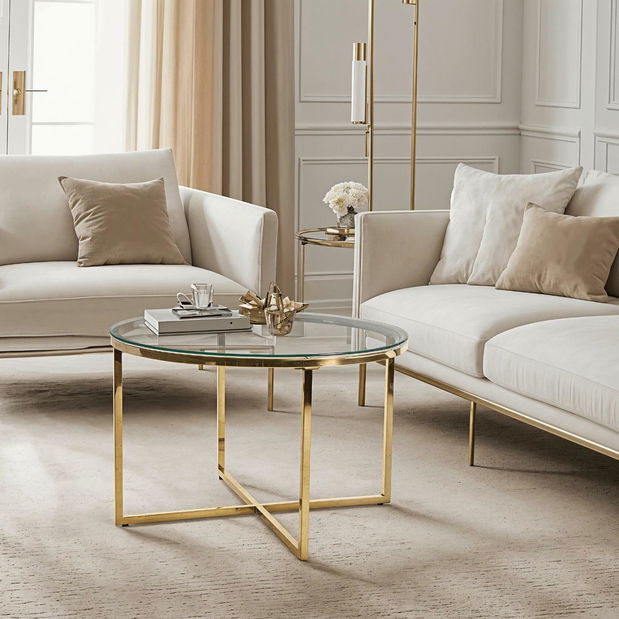 Konferenčný stolík Fragmento (transparentná + zlatá) 