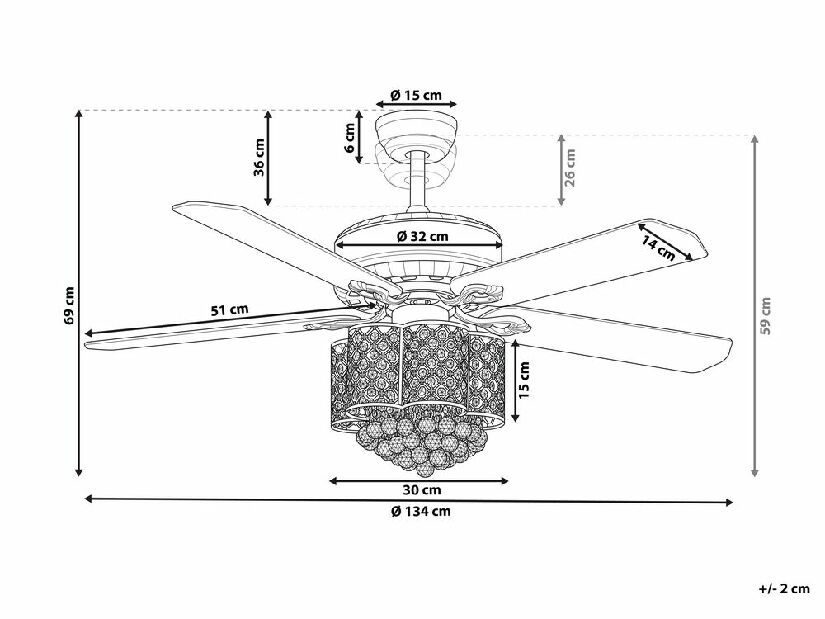 Mennyezeti ventilátor lámpával Huaza (ezüst)