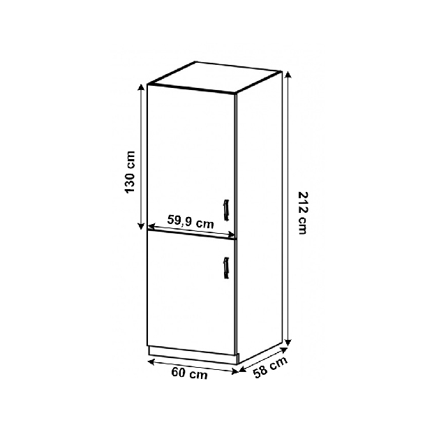 Dolná kuchynská skrinka na vstavanú chladničku D60ZL Sillina (orech milano)