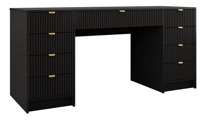 Masă de toaletă Rozoma Bis (Negru molet + auriu) 