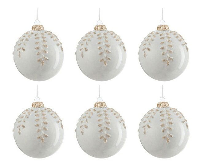 Dekoratívny predmet Jolipa Vianočná dekorácia Natural White Forest (8x8x8cm) (Biela + Zlatá)