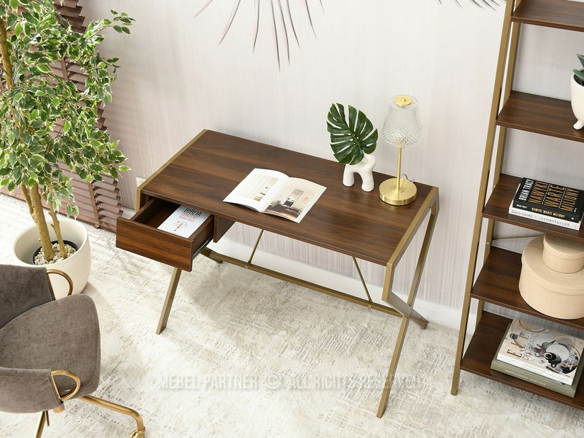 PC asztal Desiguo (dió + arany)