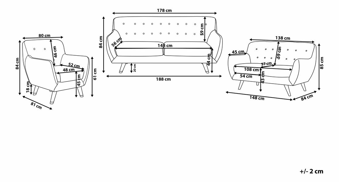 Garnitura za sjedenje Bodmin (mornarsko plava)