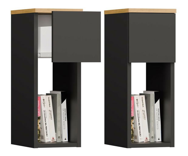 Nočný stolík Gustaban 1 (antracit + dub artisan)