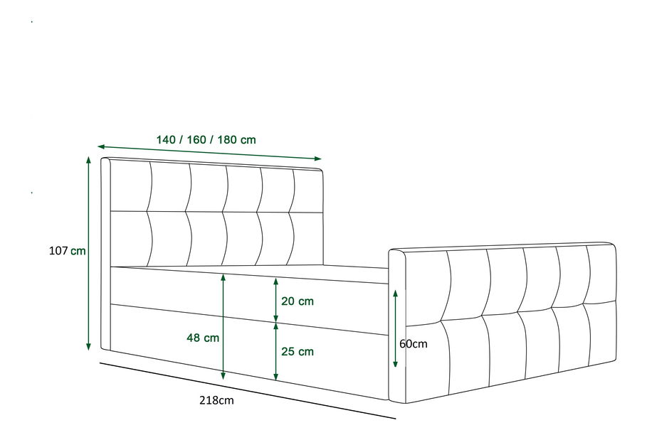 Manželská posteľ Boxspring 160 cm Macheta Comfort (olivová) (s matracom a úložným priestorom)
