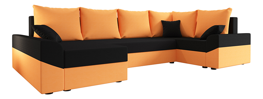 Rohová sedacia súprava Dusk Long (oranžová + čierna) (P)