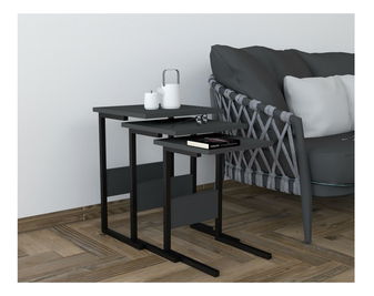 Set 3buc. măsuțe cafea Bameni (negru + antracit)
