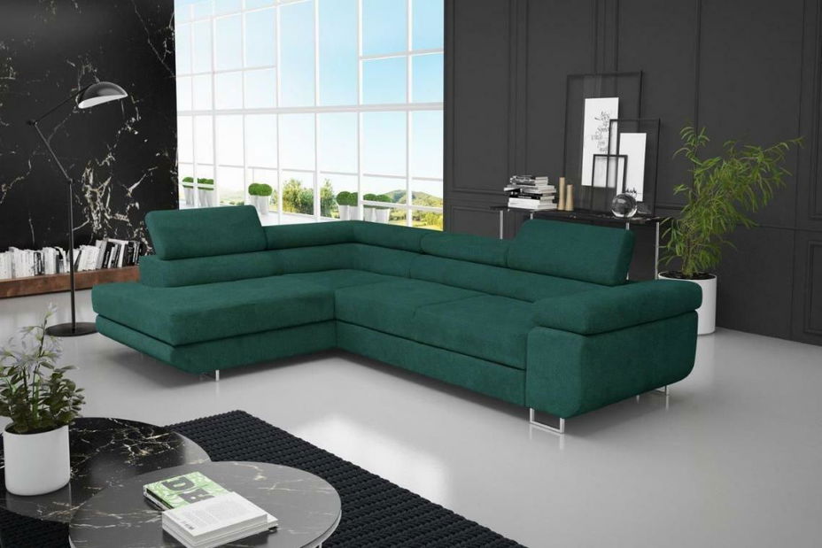 Rohová sedačka Moshe (tmavozelená) (L)