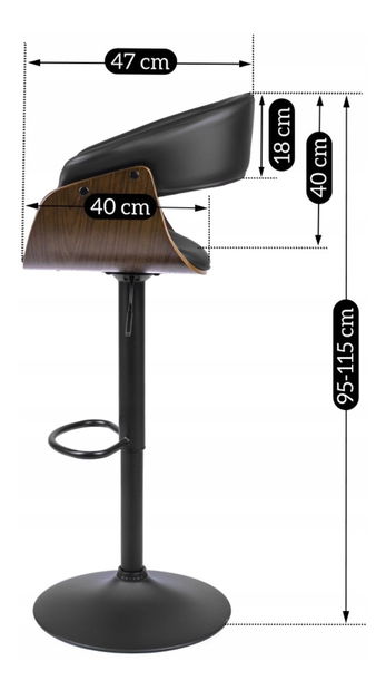 Bárszék Nowana (fekete + dió) 