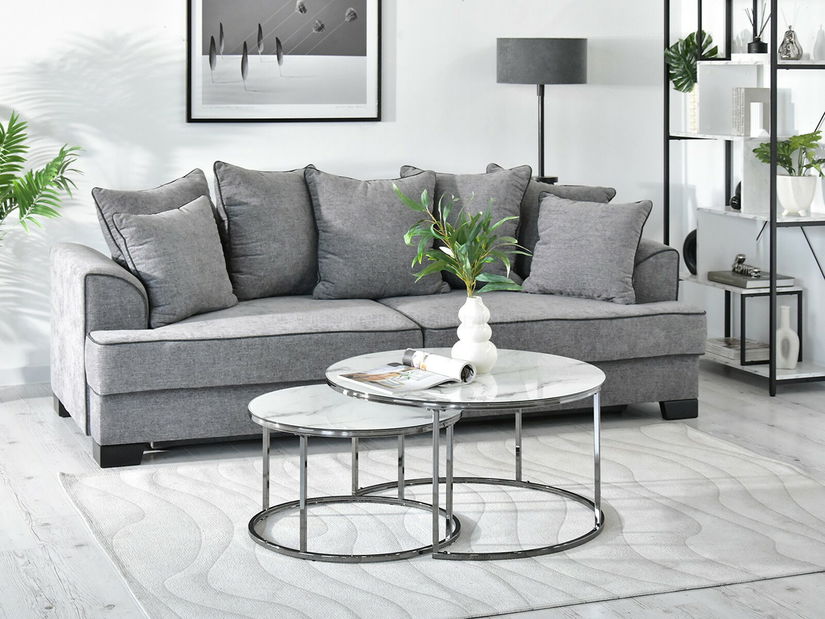 Konferenčný stolík Grande (biely mramor + čierna)