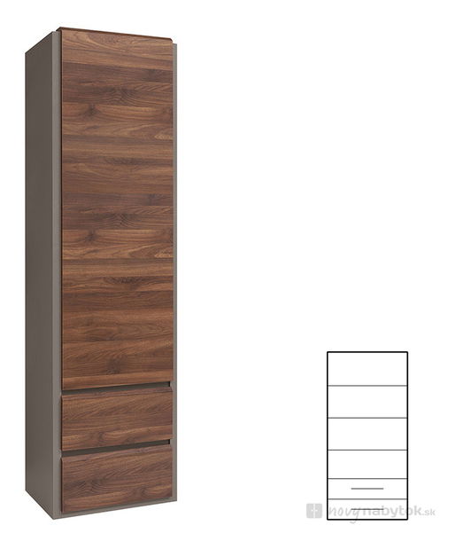 Policová skriňa BRW Author REG1D2S/20/6 (Láva + Orech Columbia)