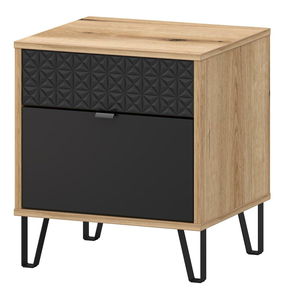 Noćni stolić Botones (hrast evoke + crna) 