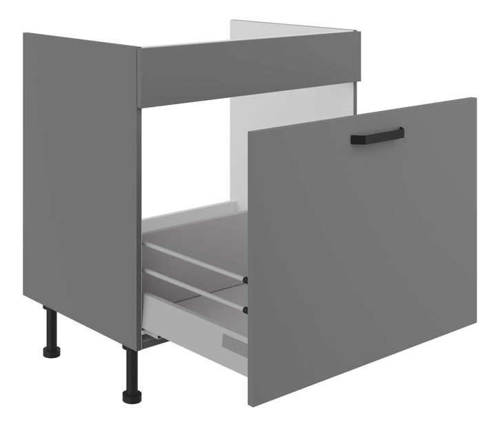 Dulap inferior de bucătărie pod drez Nesia 80 ZL 1S BB (Cadru: antracit + front: antracit)