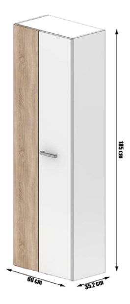 Šatníková skriňa Simmo (biela + dub sonoma)