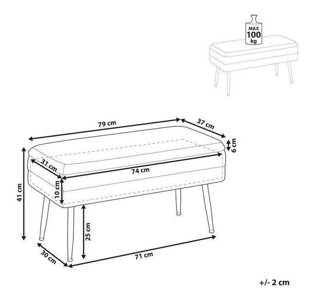 Lavica DUREM (sivá) (s úl. priestorom)