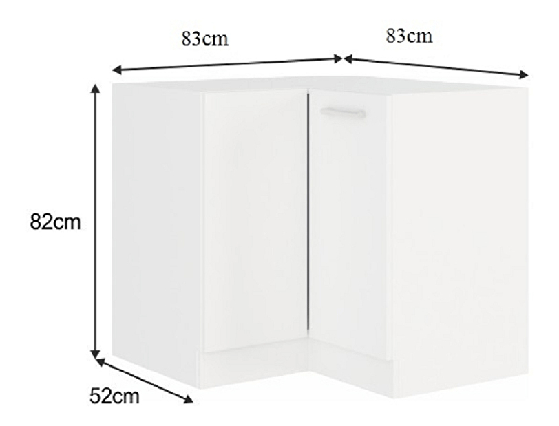 Dulap inferior de colț Strolis 89x89 DN 1F BB (alb)