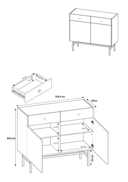 Comodă Desanta 2D2SZ (bej + negru)