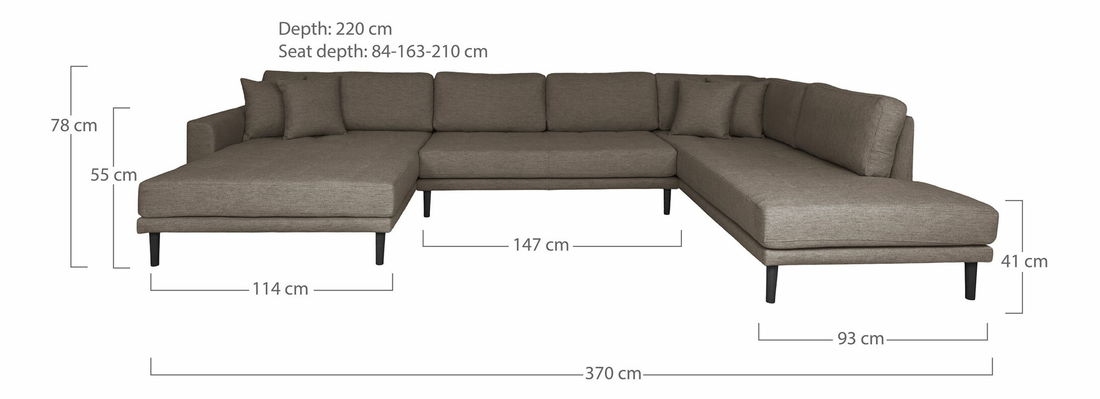 Rohová sedacia súprava v tvare U (L) Lvaveriaora U (hnedá)