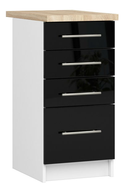 Alsó konyhaszekrény Ozara S40 SZ4 (fehér + fényes fekete)