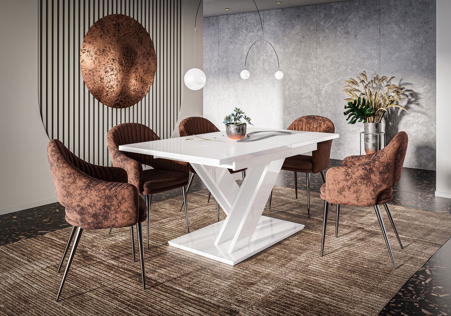 Jedálenský stôl Barax (lesk biely) (pre 6 až 8 osôb) *výpredaj